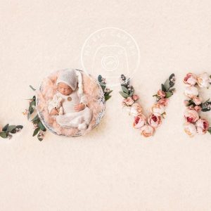 Aperturee Love Letters Boho Dusty Pink Floral Photography Backdrop For Newborn