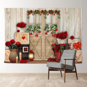 Aperturee Love Roses Wood Theme Valentines Backdrop For Photo