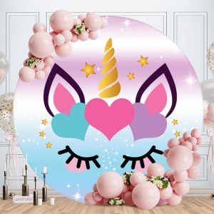 Aperturee Love Unicorn Circle Baby Shower Backdrop For Party