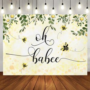 Aperturee Oh Babee Honey Sunflower Backdrop for Baby Shower