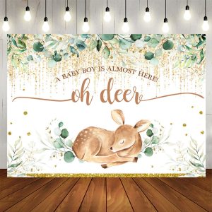 Aperturee Oh Deer A Boy Is Almost Here Baby Shower Backdrop