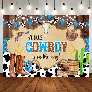 Aperturee Pasture Cowboy Bunting Goat Baby Shower Backdrop