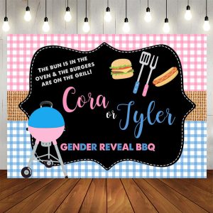 Aperturee Pink And Blue Gender Reveal Bbq Baby Shower Backdrop