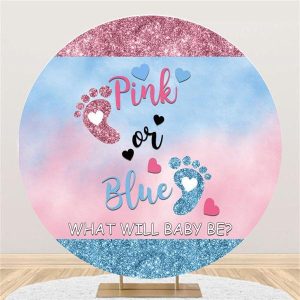 Aperturee Pink Or Blue Gender Reveal Circle Baby Shower Backdrop | Round Backdrop Cover Diy | Baby Shower Arch Backdrop | Round Baby Shower Backdrop