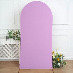 Aperturee Purple Spandex Fit Round Top Backdrop Wedding Arch Cover