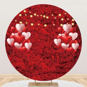 Aperturee Red Full Of Rose And Heart Balloons Circle Backdrop | Diy Valentine Photo Backdrop | Valentine'S Day Backdrops | Valentine Photo Backdrop