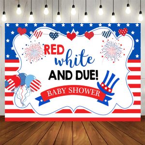 Aperturee Red White Due! 4Th of July Baby Shower Backdrop