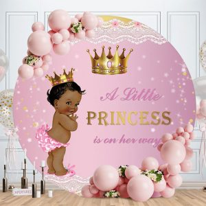 Aperturee Round A Little Princess Is On The Way Baby Shower Backdrop