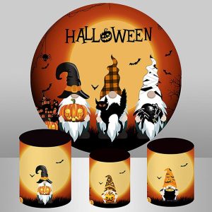 Aperturee Round Faceless Doll Happy Halloween Backdrop For Party | Halloween Baby Shower | Halloween Baby Shower Ideas | Boy Halloween Baby Shower