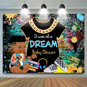 Aperturee Ship In 24HR Hip Hop Graffiti Wall A Dream Baby Shower Backdrop