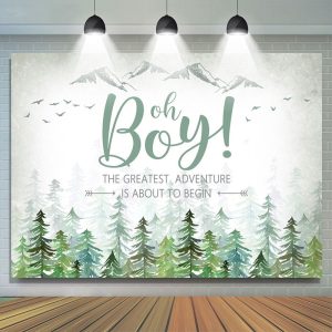 Aperturee Ship In 24HR Oh Baby The Greatest Adventure Green Baby Shower Backdrop