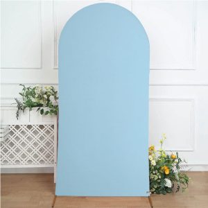 Aperturee Sky Blue Spandex Fit Round Top Backdrop Wedding Arch Cover