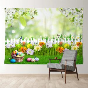 Aperturee Spring Floral Backyard Butterfly Easter Backdrop