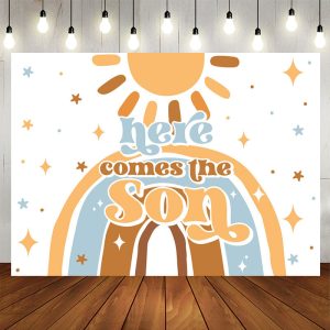 Aperturee Star Sun Here Comes The Son Baby Shower Backdrop