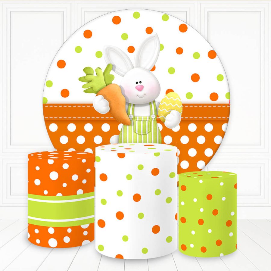 Aperturee Sweet Rabbit With Carrot Dots Party Round Backdrop Kit | Baby Shower Backdrop Ideas | Round Backdrop Cover Diy | Round Backdrop Stand Covers