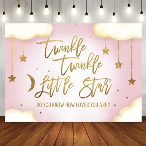 Aperturee Twinkle Glitter Stars Cloud Baby Shower Backdrop