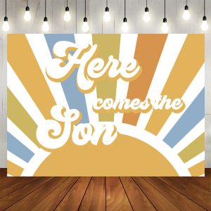 Aperturee Vintage Sun Here Comes Son Baby Shower Backdrop