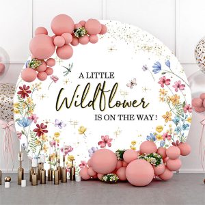 Aperturee Wildflower Is On The Way Round Baby Shower Backdrop | Baby Shower Round Backdrop | Round Baby Shower Backdrop | Baby Shower Backdrop Ideas