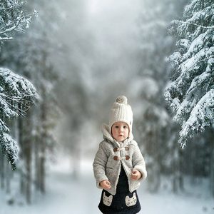 Aperturee Winter Wonderland Snowy Trees Holiday Portrait Backdrop