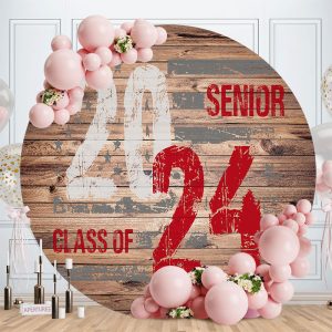 Aperturee Wood Class Of 2024 Senior Grad Round Backdrop | Grad Party Picture Backdrop | Personalized Grad Banner | Personalized Backdrop For Grad