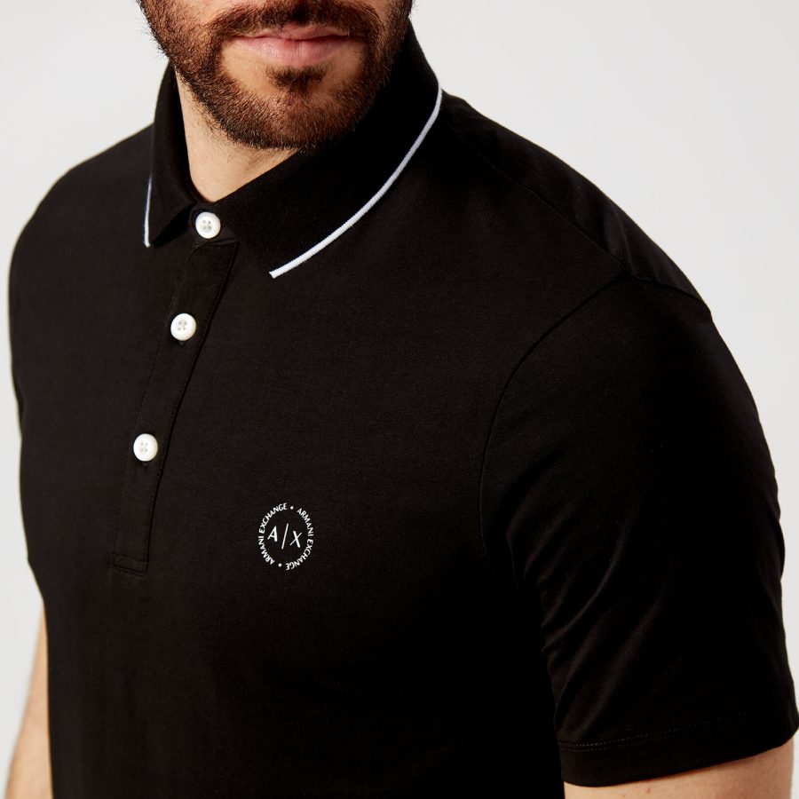 Armani Exchange Men's Tipped Polo Shirt - Black - XL
