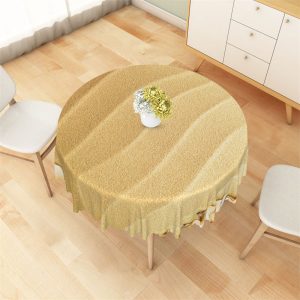 Assorted Gold Lines Sand Simple Round Tablecloth - Aperturee