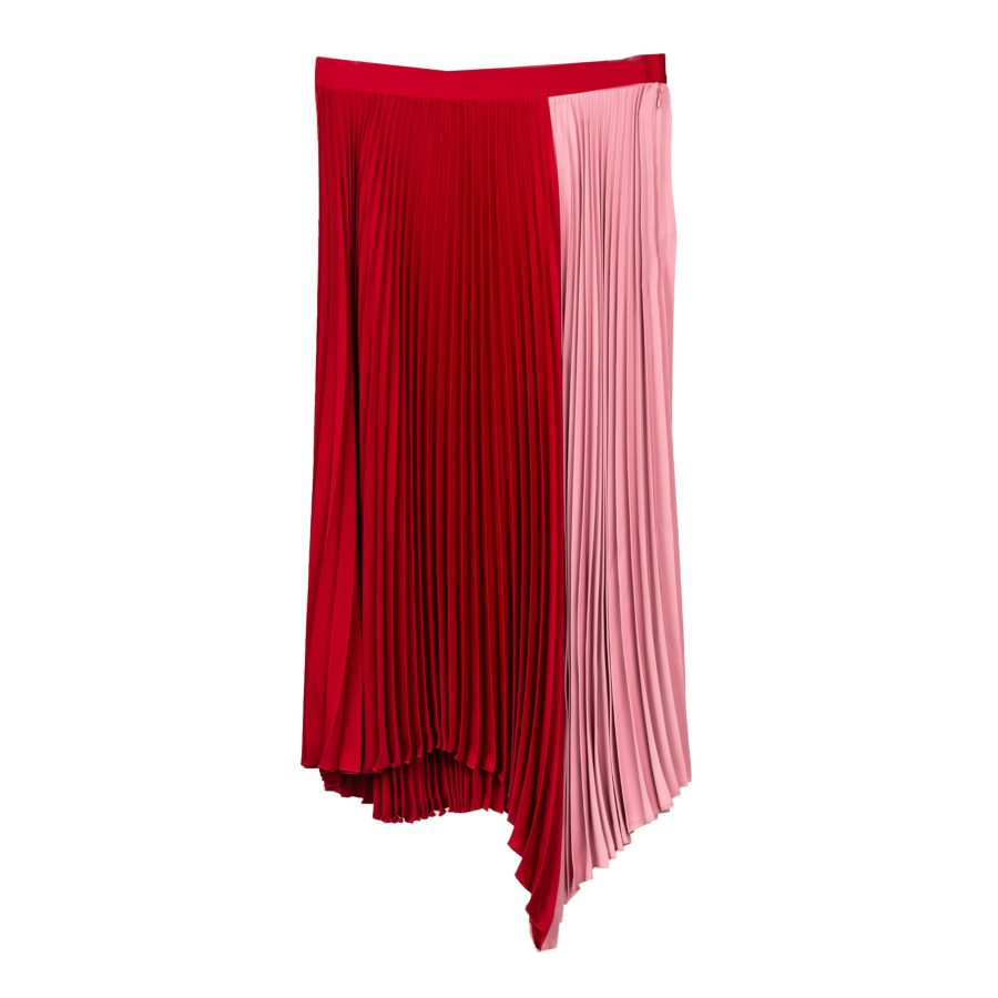 Asymetrical pleated skirt in magenta