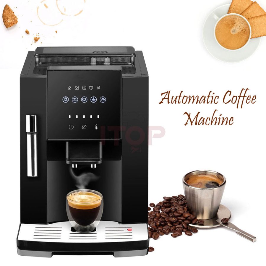 Automatic Espresso Machine | With Built-In Coffee Beans Grinder, Milk Frother, And Hot Water Dispenser