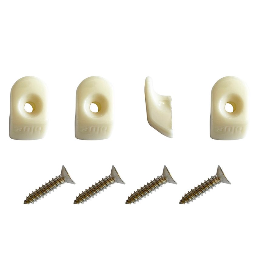 BLUE PERFORMANCE PC980 WHITE HOOKS AND SCREWS - 4 PIECES