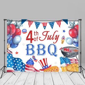 Balloons 4th Of July BBQ Independence Day Backdrop - Aperturee