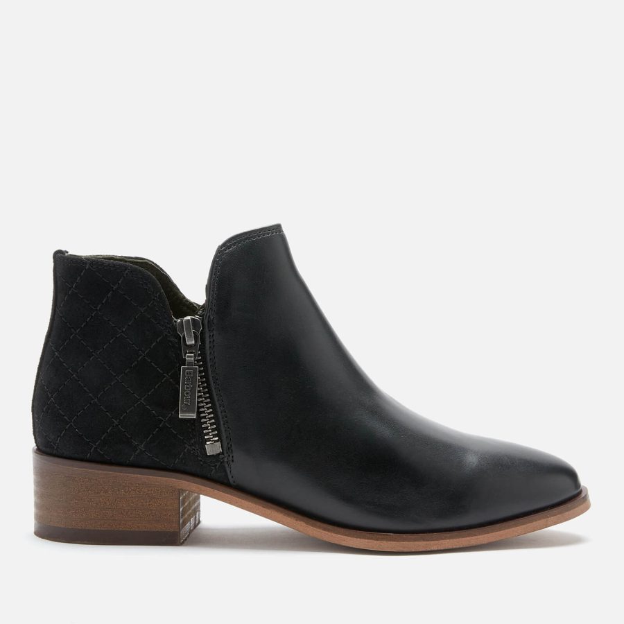 Barbour Women's Kaia Leather/Suede Heeled Ankle Boots - Black - UK 4
