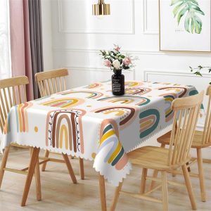 Big Repeat Colorful Rainbow Rectangle Tablecloth - Aperturee