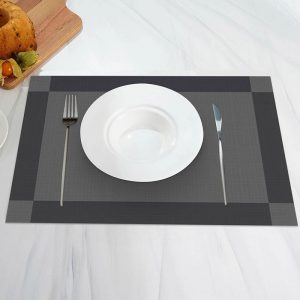 Black And Grey Rectangle Square Set Of 4 Placemats - Aperturee