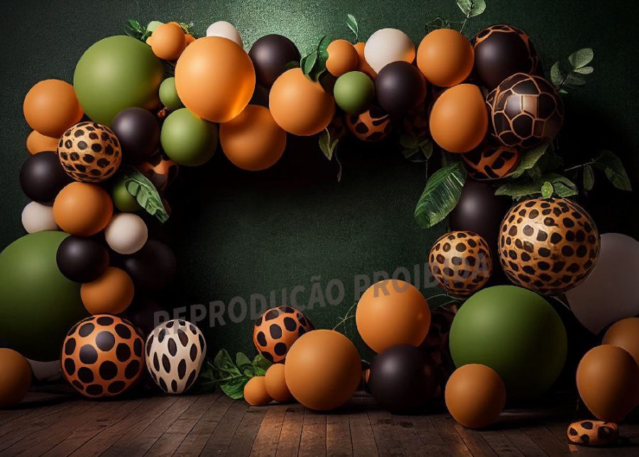 Black Dot Balloon Avocado Color Cake Smash Backdrop - Aperturee