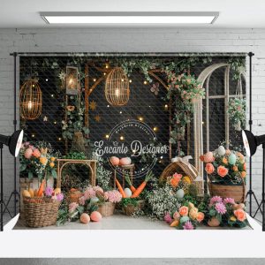 Black Grey Wall Ligths Floral Easter Photo Backdrop - Aperturee