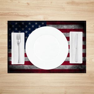 Black Retro Flag Independence Day Set Of 4 Placemats - Lofaris