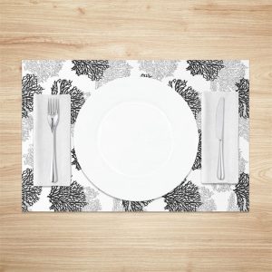 Black White Corals Modern Dining Set Of 4 Placemats - Aperturee