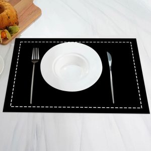 Black White Dotted Lines Simple Set Of 4 Placemats - Aperturee