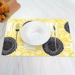 Black Yellow Dots Pattern Modern Set Of 4 Placemats - Aperturee