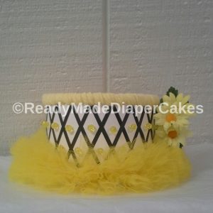 Black and Yellow Bumble Bee Tutu Themed Baby Girl Shower 1 Tier Diaper Cake Gift