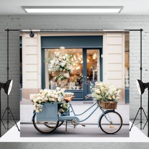 Blue Bicycle Florist Spring Photography Backdrop - Aperturee