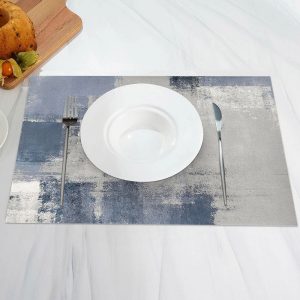 Blue Grey Oil Painting Abstract Set Of 4 Placemats - Aperturee