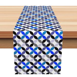 Blue Patterns Repeat Fabric Dining Table Runner - Aperturee