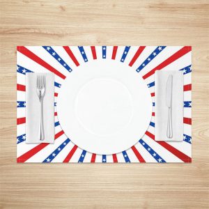 Blue Red American Stars Stripes Set Of 4 Placemats - Aperturee