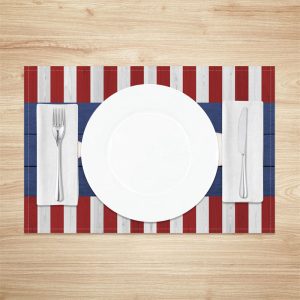 Blue Red Stars Independence Day Set Of 4 Placemats - Lofaris