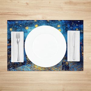 Blue Starry Night River Abstract Set Of 4 Placemats - Aperturee