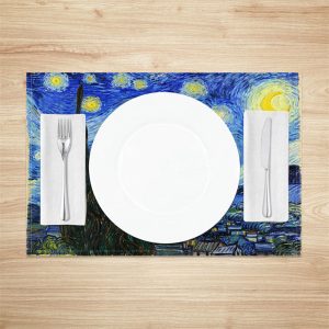 Blue Starry Sky Moon Abstract Set Of 4 Placemats - Aperturee