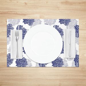 Blue White Corals Modern Dining Set Of 4 Placemats - Aperturee