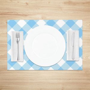 Blue White Rhombus Plaid Dining Set Of 4 Placemats - Aperturee