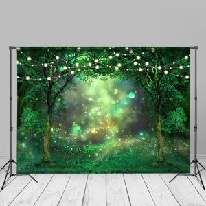 Bokeh Green Glitter Light Forest Spring Backdrop - Aperturee